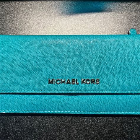 michael kors navy and white striped wallet|Michael Kors teal wallet.